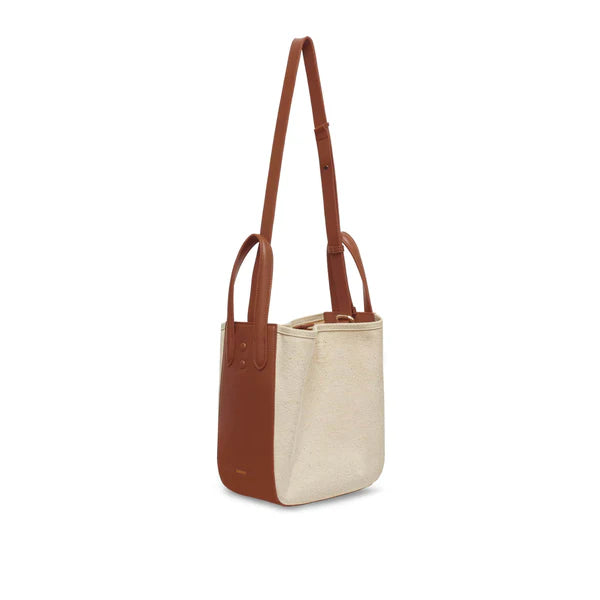 Eight mini leather canvas tan bag