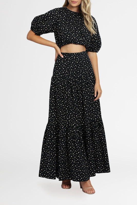 SIGNIFICANT OTHER Poppy Skirt - Black and Cream Polka