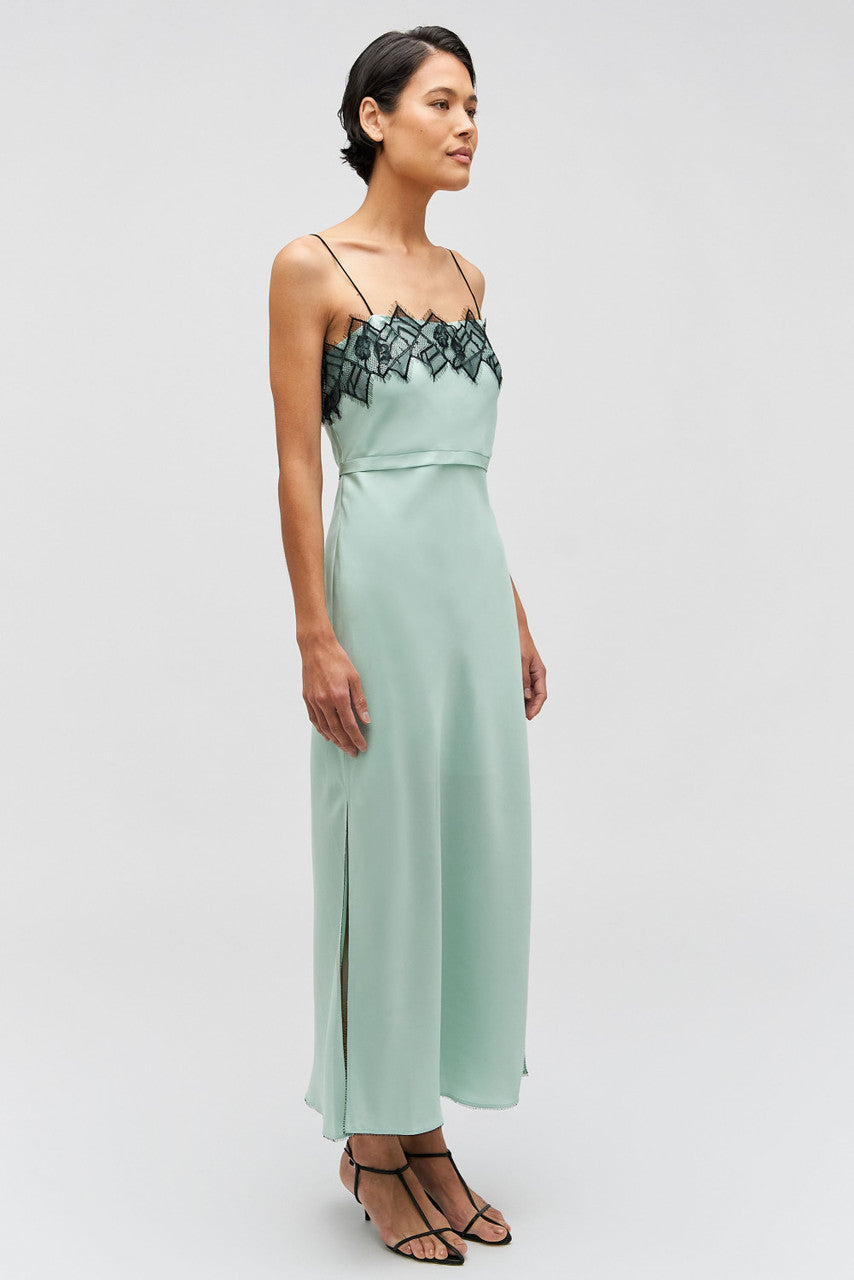 Fringe Lace Slip Dress - Mint Ice