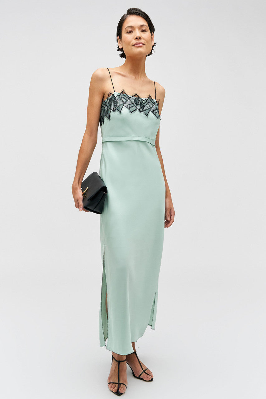 Fringe Lace Slip Dress - Mint Ice