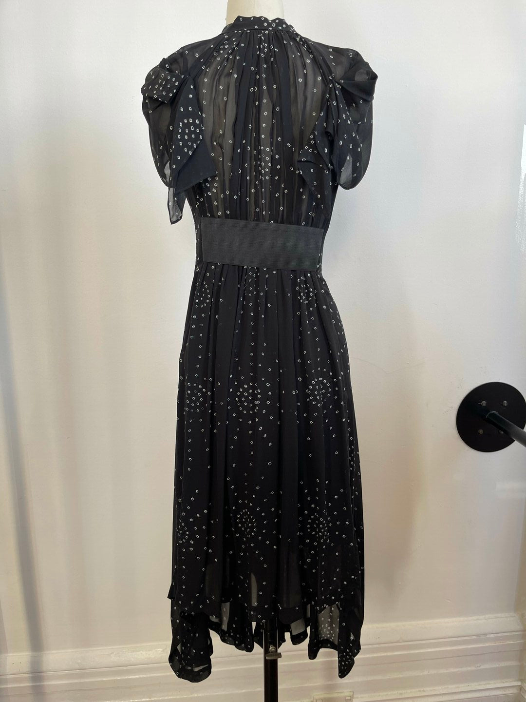 Waterfall Cap Sleeve Dress - Black