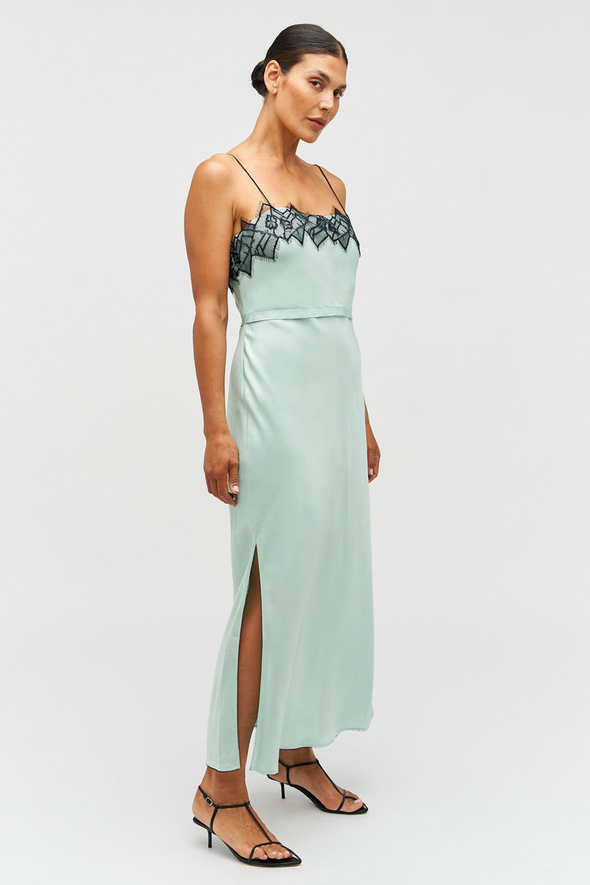 Fringe Lace Slip Dress - Mint Ice