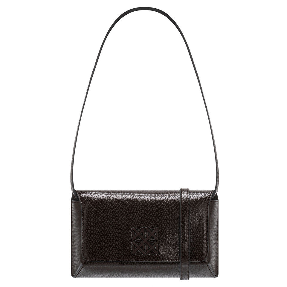 OROTON - DELLA TEXTURE SMALL BAGUETTE - MAHOGANY