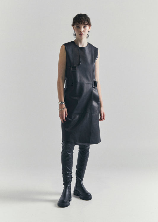 RECIETY - HERMES LEATHER RUNWAY DRESS - BLACK