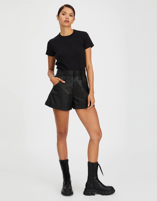 WEST 14TH -   SULLIVAN PAPERBAG SHORT SUMMER LEATHER - BLACK