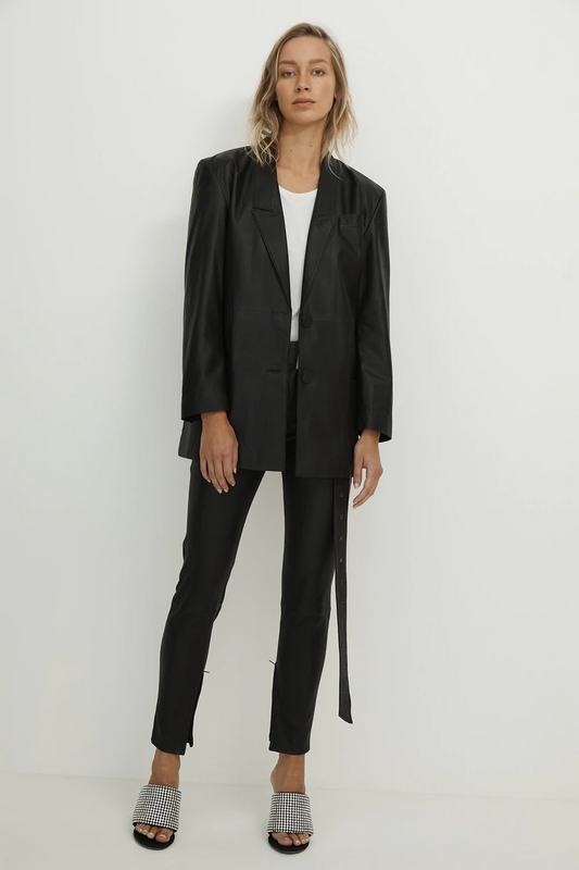 WEST 14TH - BROOME BLAZER LEATHER - BLACK